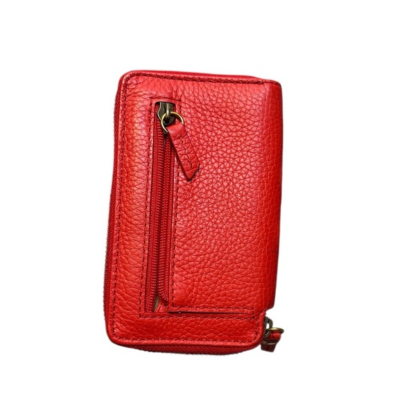 Red Pebbled Leather Fossil Crossbody Purse W Matching Wallet - Picture 9 of 9